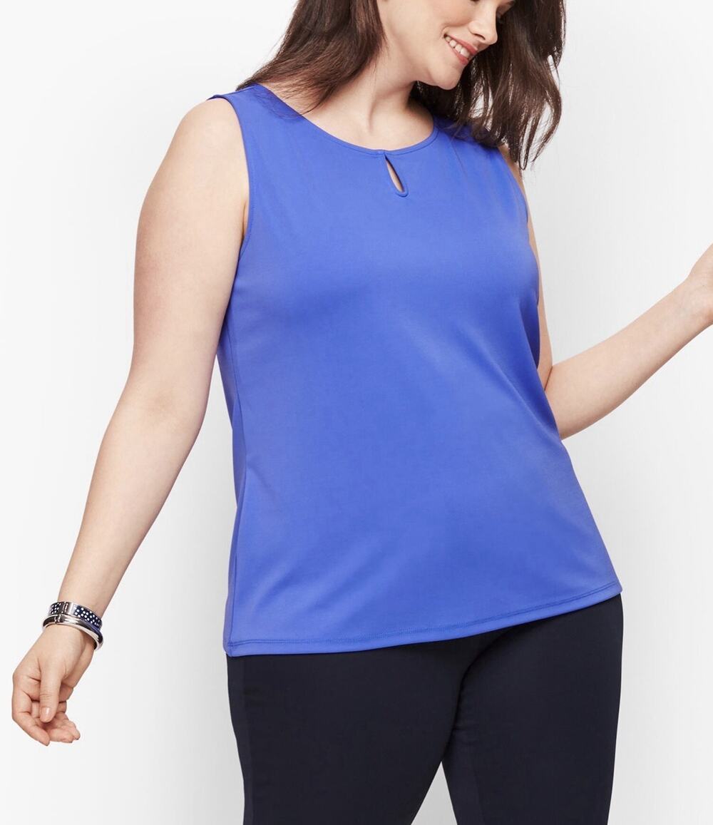 Talbots Knit Jersey Keyhole Tank Women's Plus Size 2X Blue Sleeveless Stretch